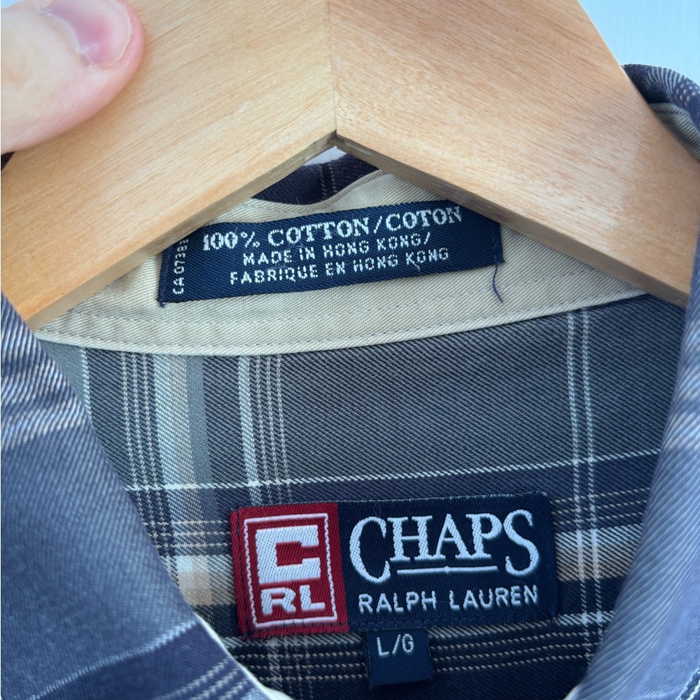 Vintage Chaps Ralph Lauren Plaid Button Down Shirt Men Large Old Money Academia - Picture 4 of 10